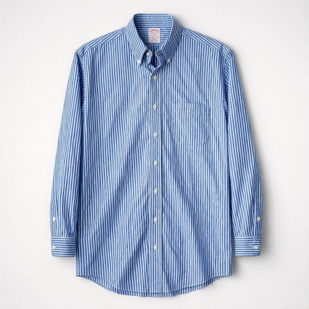 Brooks Brothers Mens Blue Striped Long Sleeve Button Down Shirt Size 16 2/3‎